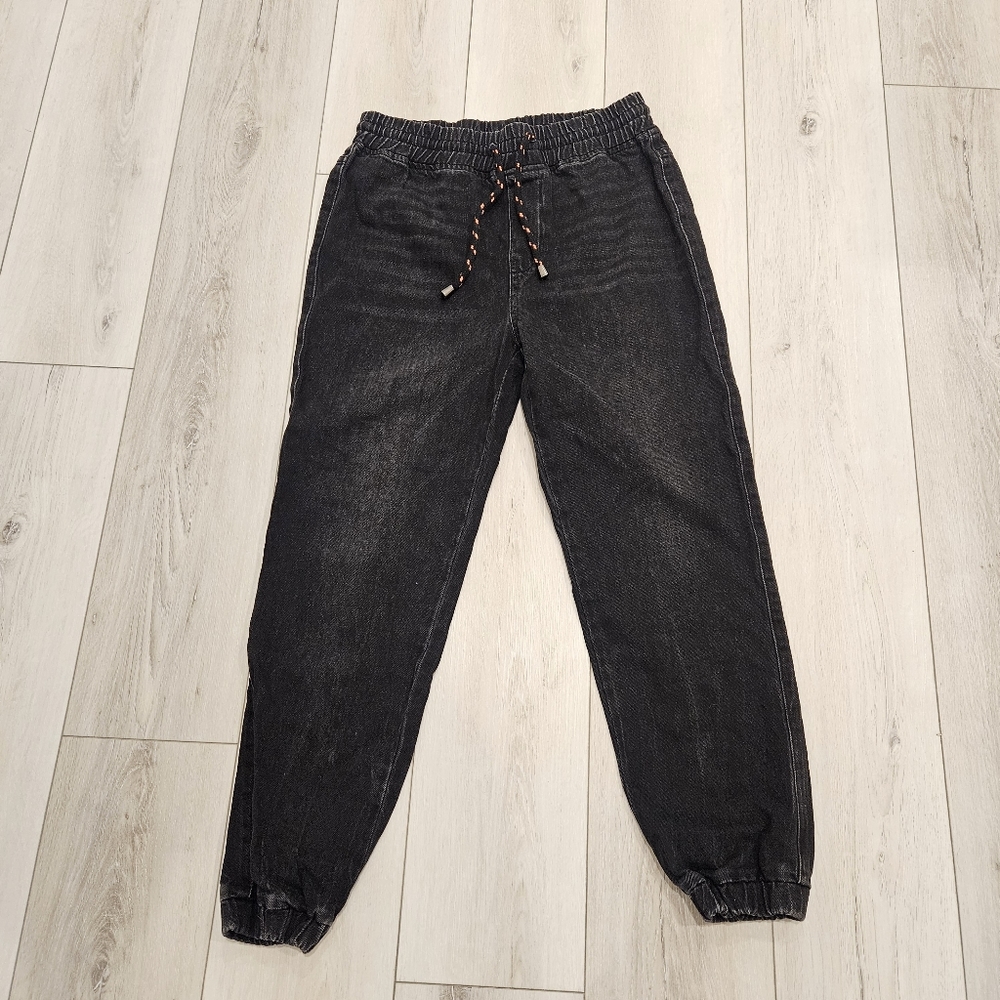 Black Women's Elastic Waist Denim Jogger Jeans